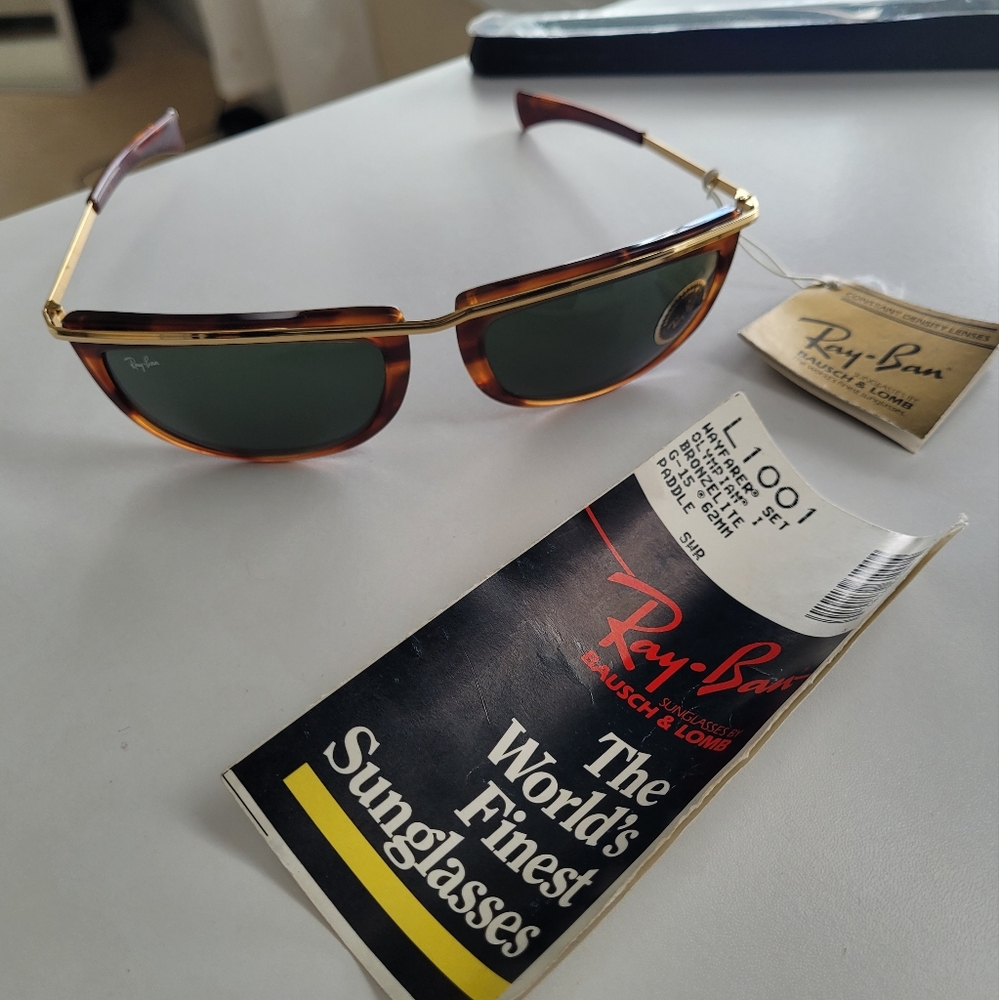 1980's Vintage Bausch & Lomb Ray Ban L1001 Tortoise Brown/Gold - Size 62mm - Picture 10 of 11